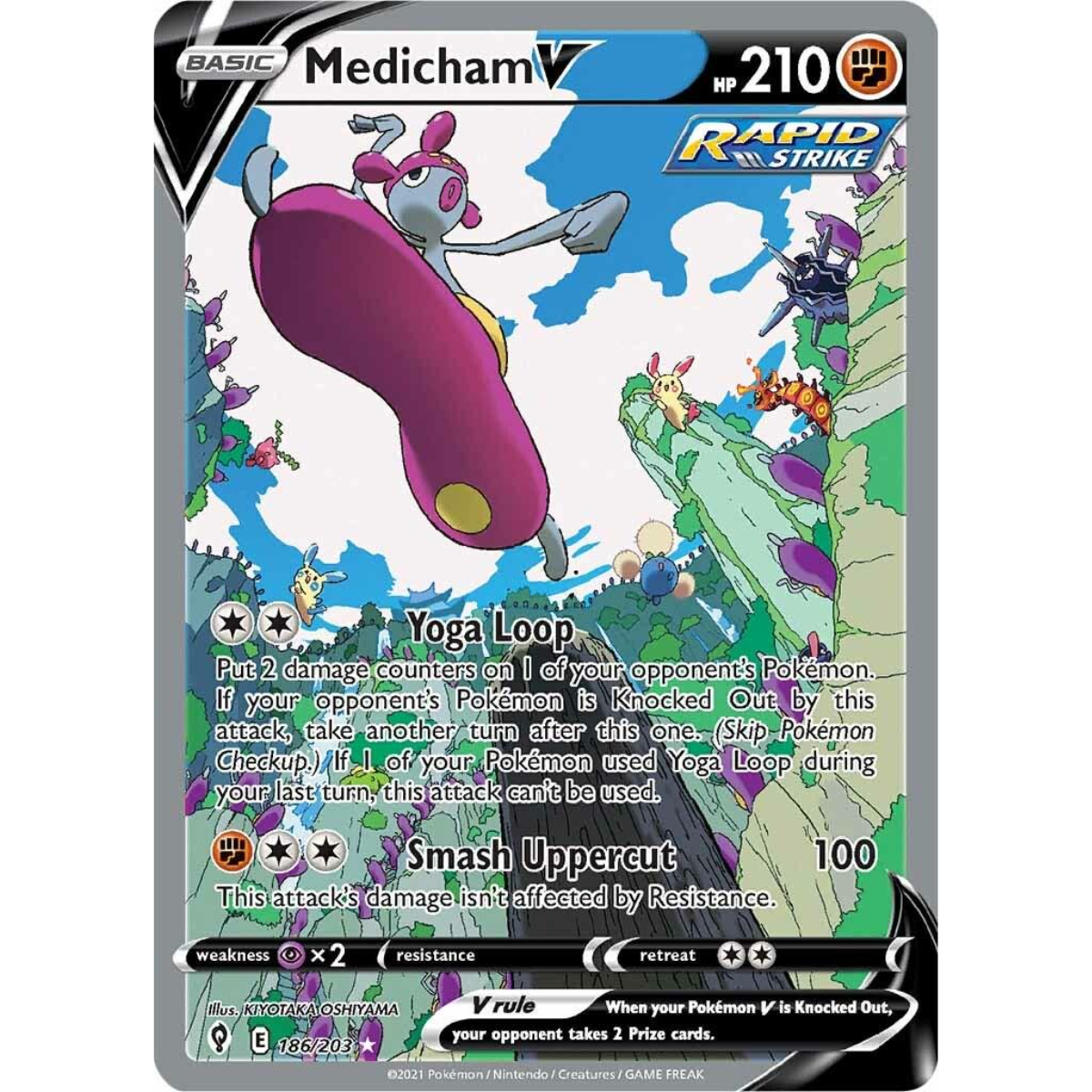 POKEMON TCG - MEDICHAM V 186/203 EVOLVING SKIES ALTERNATE ART