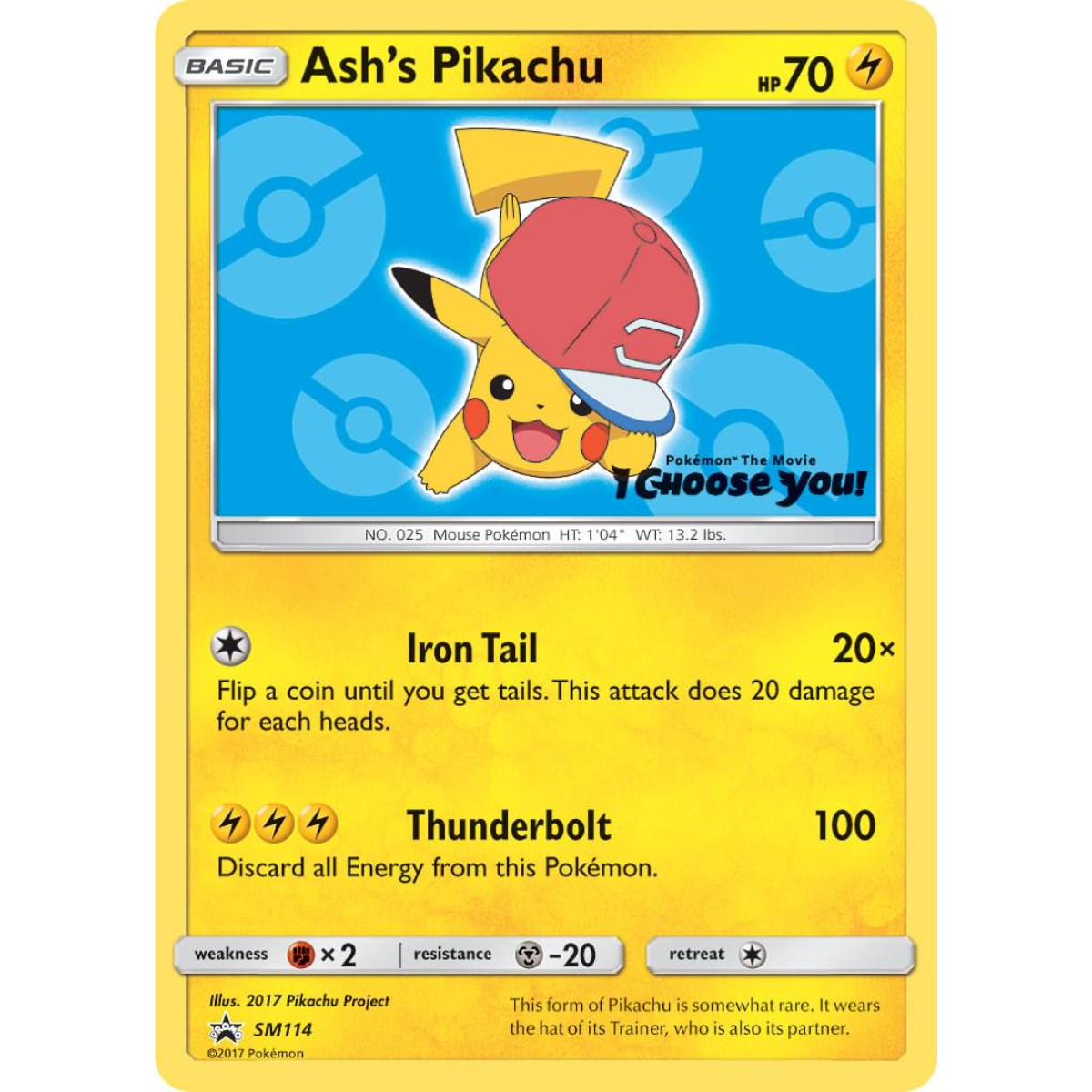 POKEMON TCG - ASH'S PIKACHU SM114 2017 POKEMON PROMO BLUE
