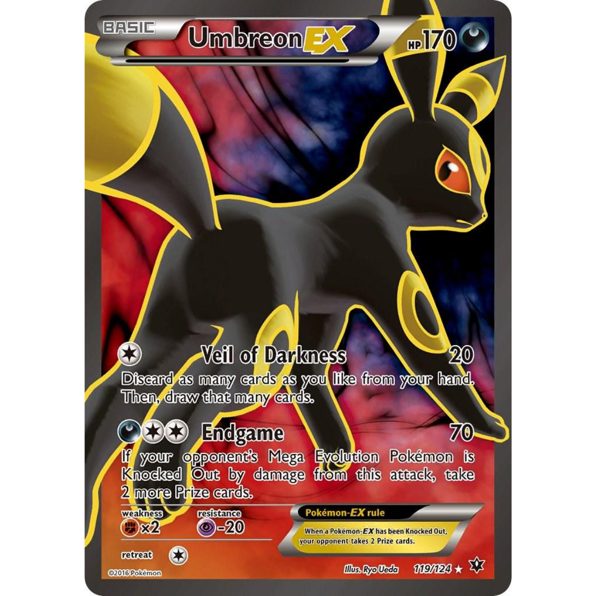 POKEMON TCG - UMBREON EX 119/124 XY FATES COLLIDE FULL ART DAMAGED