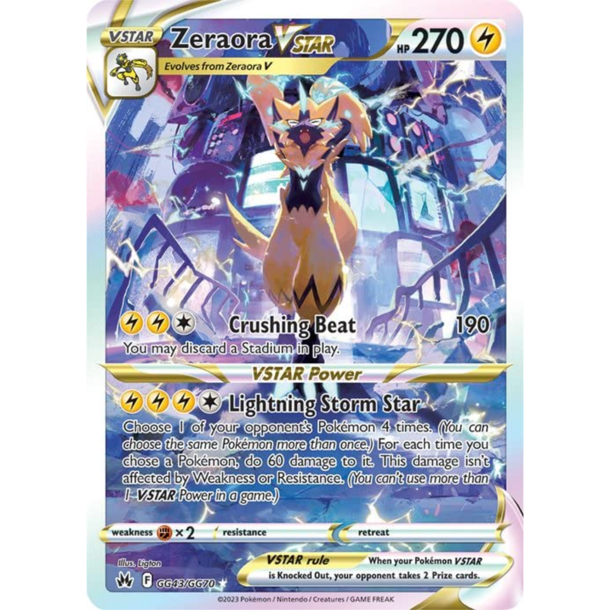POKEMON TCG - ZERAORA VSTAR GG43/GG70 CROWN ZENITH GALARIAN GALLERY