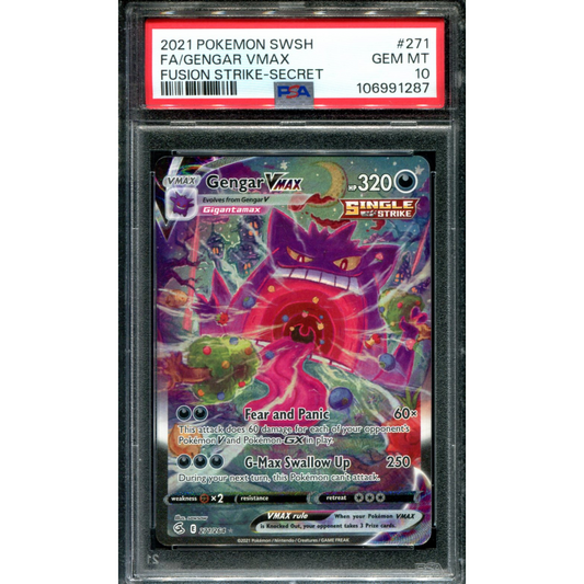 POKEMON TCG - GENGAR VMAX 271/264 POKEMON PSA 10 FUSION STRIKE ALTERNATE ART