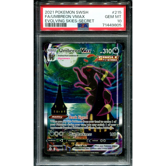 POKEMON TCG - UMBREON VMAX 215/203 POKEMON PSA 10 EVOLVING SKIES ALTERNATE ART