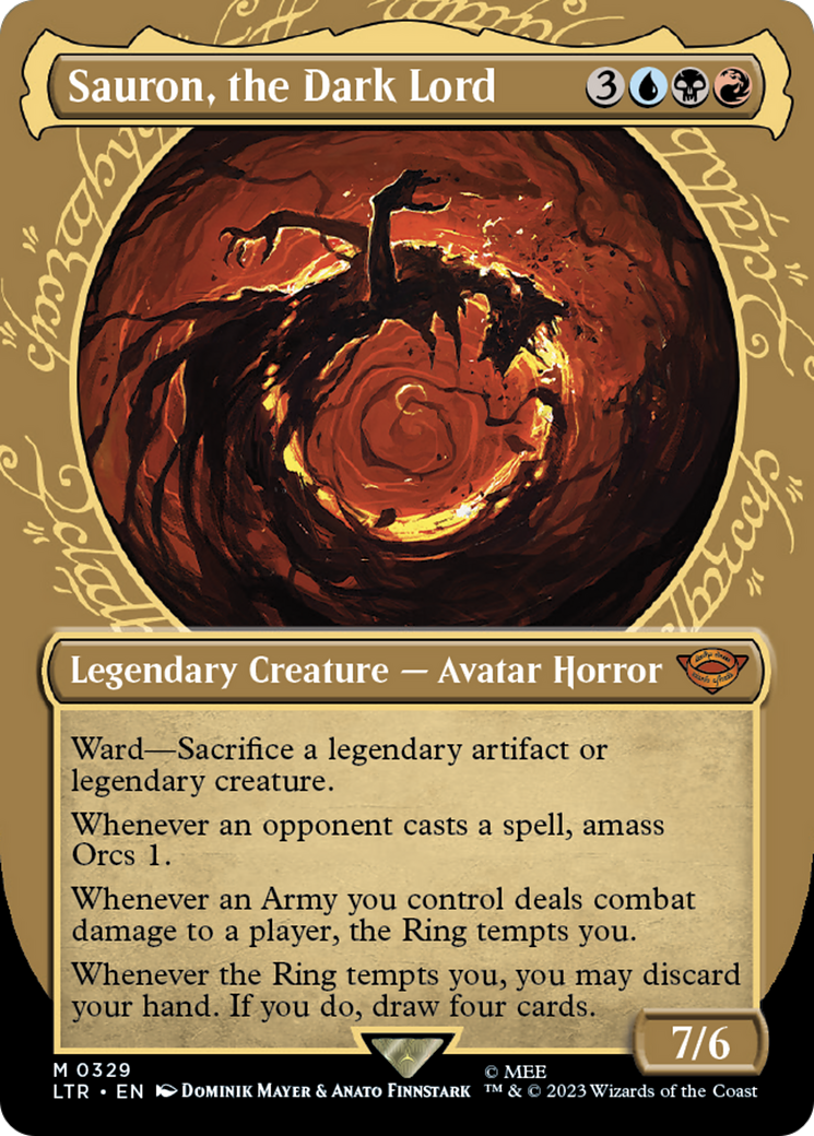 MAGIC: THE GATHERING - Sauron, the Dark Lord (Showcase) (LTR-329) - The Lord of the Rings: Tales of Middle-earth: (Showcase) (Borderless) Foil