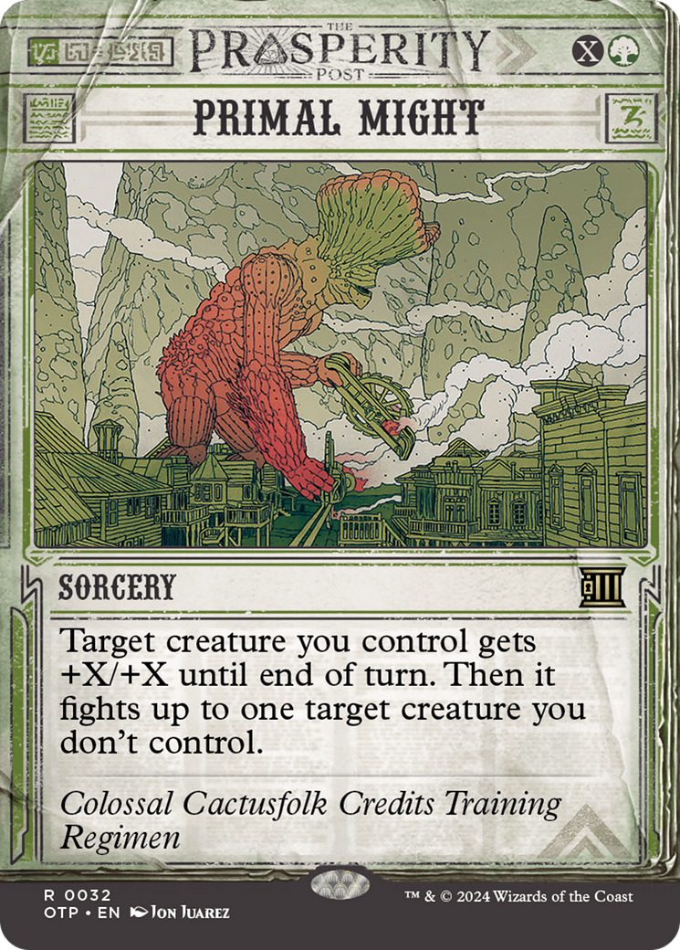 MAGIC: THE GATHERING - Primal Might (OTP-032) - Breaking News: (Showcase) (Borderless) Foil