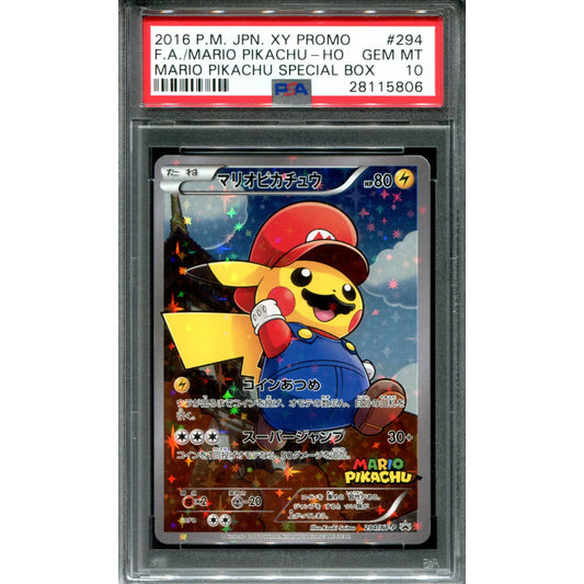 POKEMON TCG - JAPANESE MARIO PIKACHU 294/XY-P POKEMON PSA 10 MARIO PIKACHU SPECIAL BOX