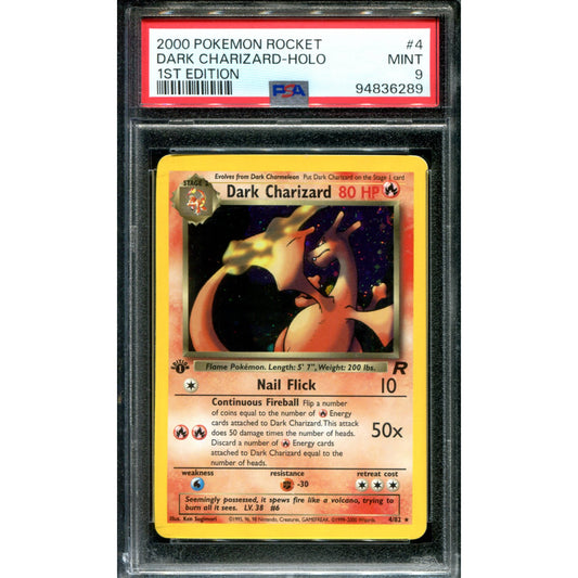 POKEMON TCG - DARK CHARIZARD 4/82 POKEMON PSA 9 TEAM ROCKET 1ST EDITION HOLO