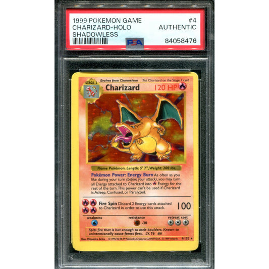 POKEMON TCG - CHARIZARD 4/102 POKEMON PSA AUTHENTIC O.C BASE SET SHADOWLESS