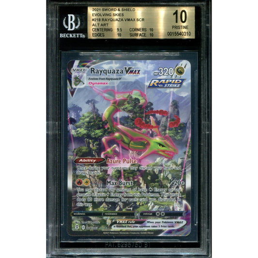 POKEMON TCG - RAYQUAZA VMAX 218/203 POKEMON BGS 10 EVOLVING SKIES ALTERNATE ART