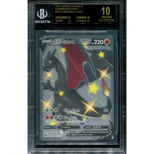 POKEMON TCG - CHARIZARD V 079/073 POKEMON BGS 10 (BLACK LABEL) CHAMPIONS PATH SECRET RARE