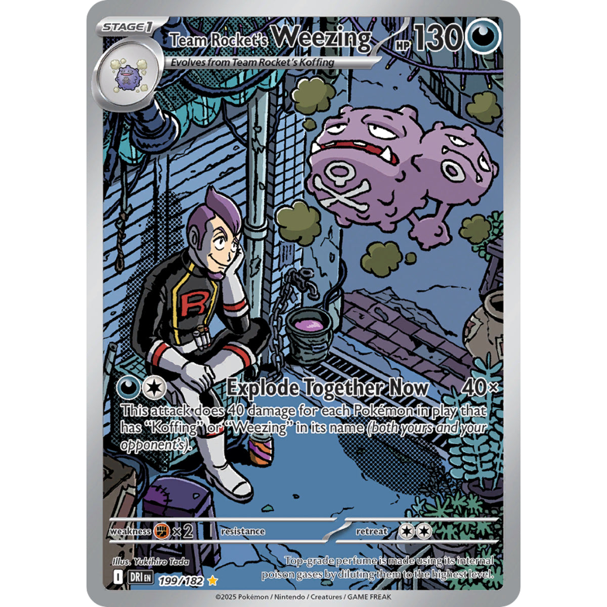 POKEMON TCG - TEAM ROCKET'S WEEZING DESTINED 199/182 RIVALS ILLUSTRATION RARE