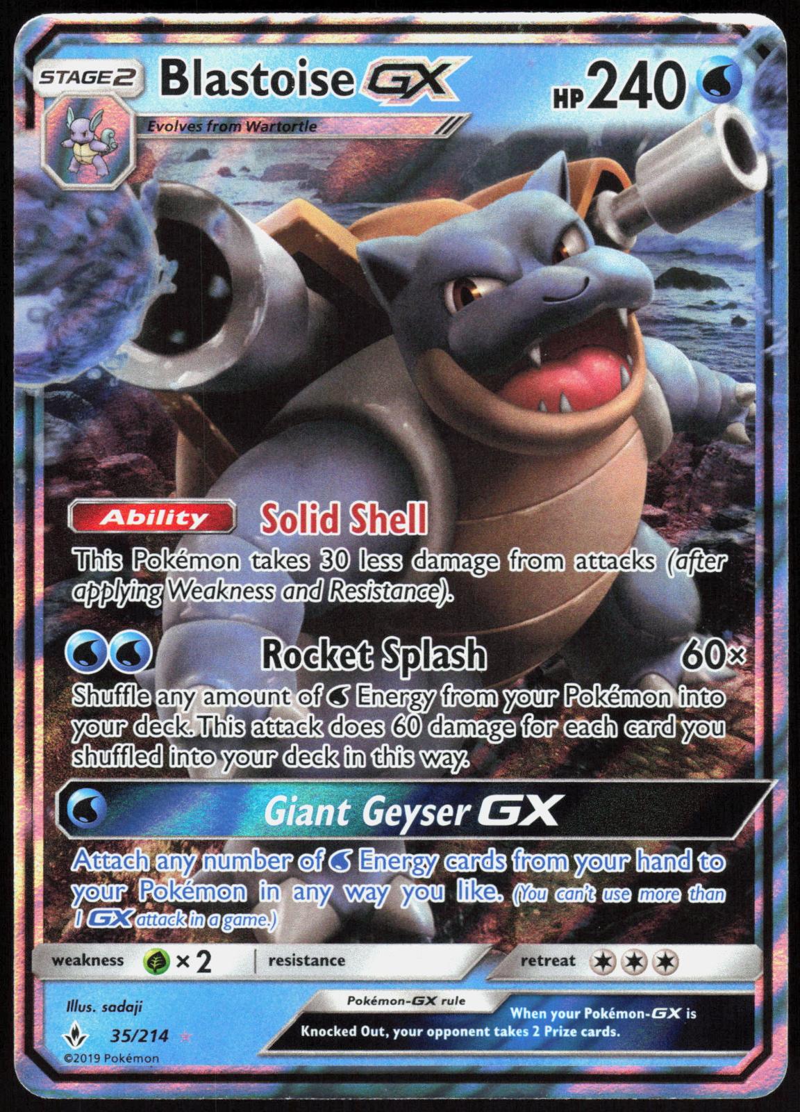 BLASTOISE GX 35/214 UNBROKEN BONDS POKEMON ULTRA RARE HOLO LP