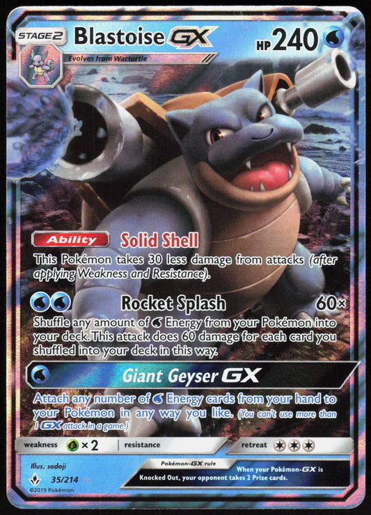 BLASTOISE GX 35/214 UNBROKEN BONDS POKEMON ULTRA RARE HOLO LP