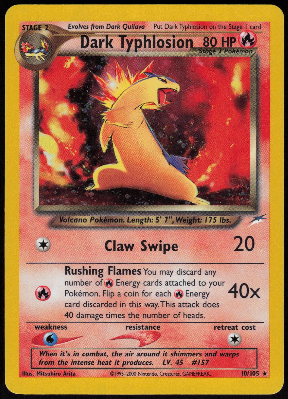 DARK TYPHLOSION 10/105 NEO DESTINY POKEMON RARE UNLIMITED HOLO LP