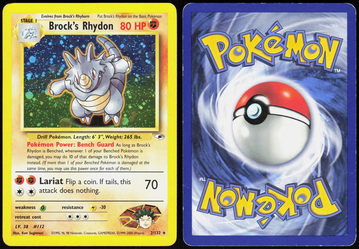 BROCK'S RHYDON 2/132 GYM HEROES POKEMON RARE UNLIMITED HOLO MP