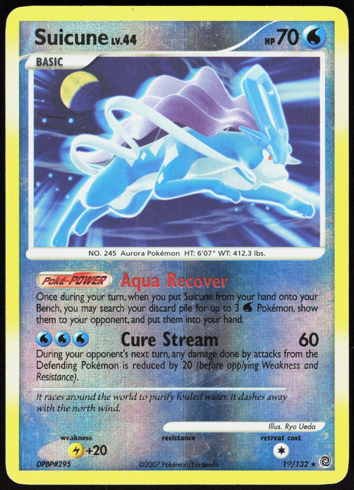 SUICUNE 19/132 SECRET WONDERS POKEMON RARE REVERSE HOLO LP