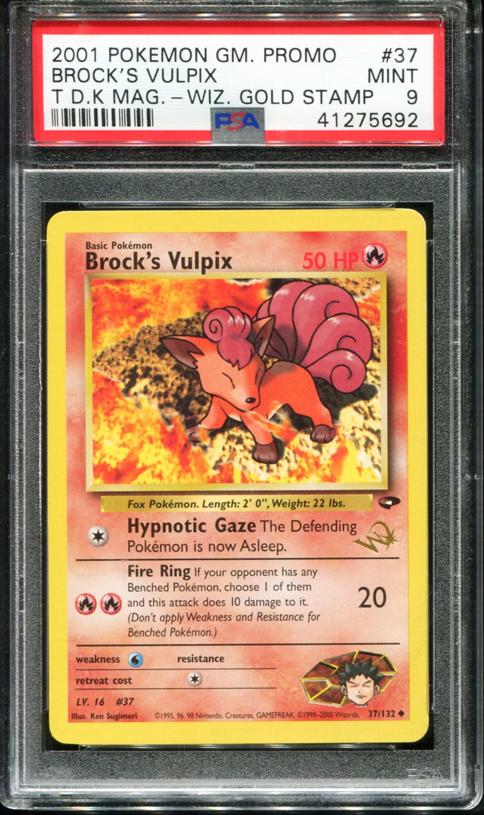 POKEMON TCG - BROCK'S VULPIX 37 PSA 9 TOP DECK MAGAZINE GAME PROMO POKEMON