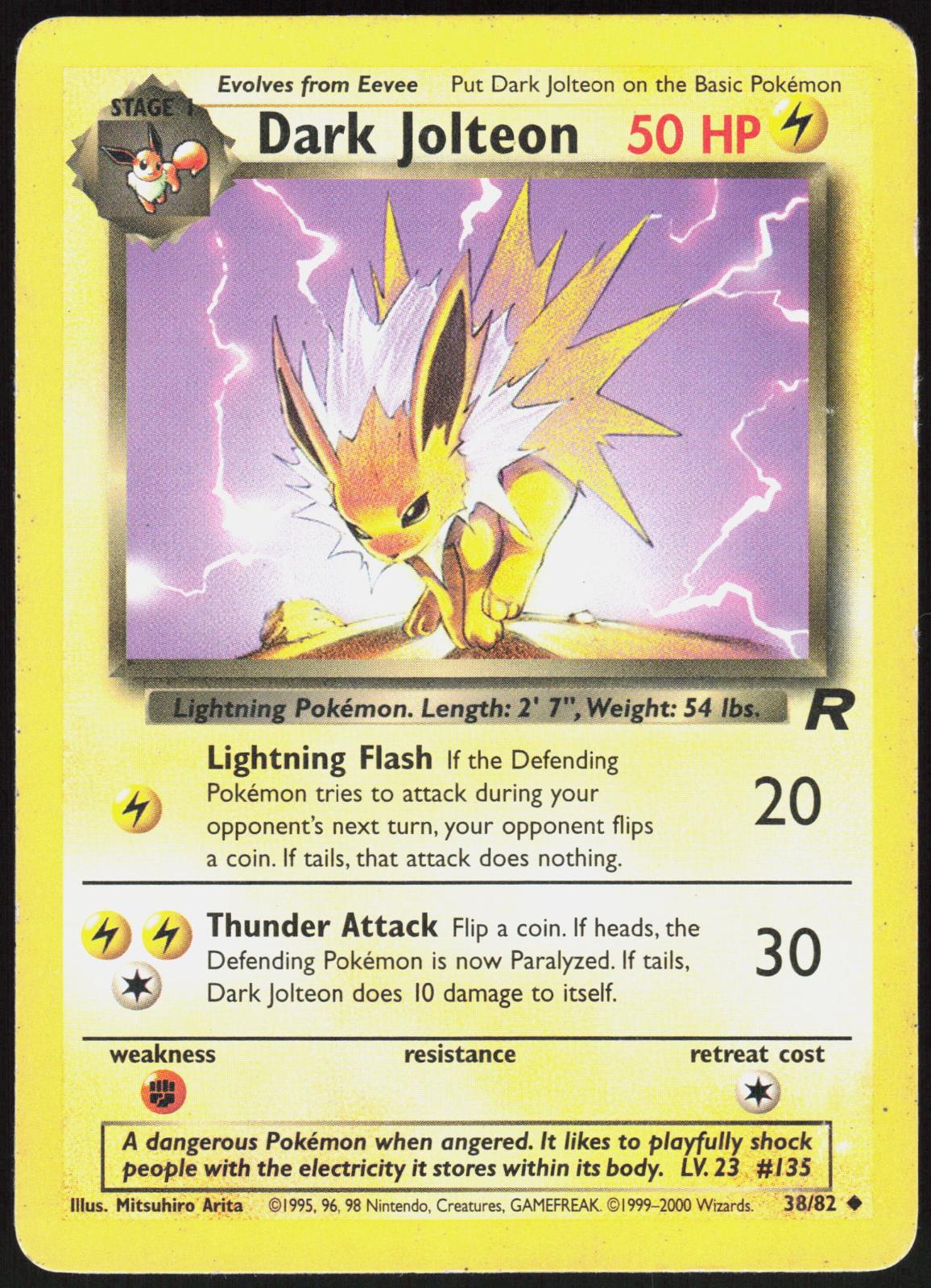 DARK JOLTEON 38/82 TEAM ROCKET POKEMON UNCOMMON UNLIMITED MP