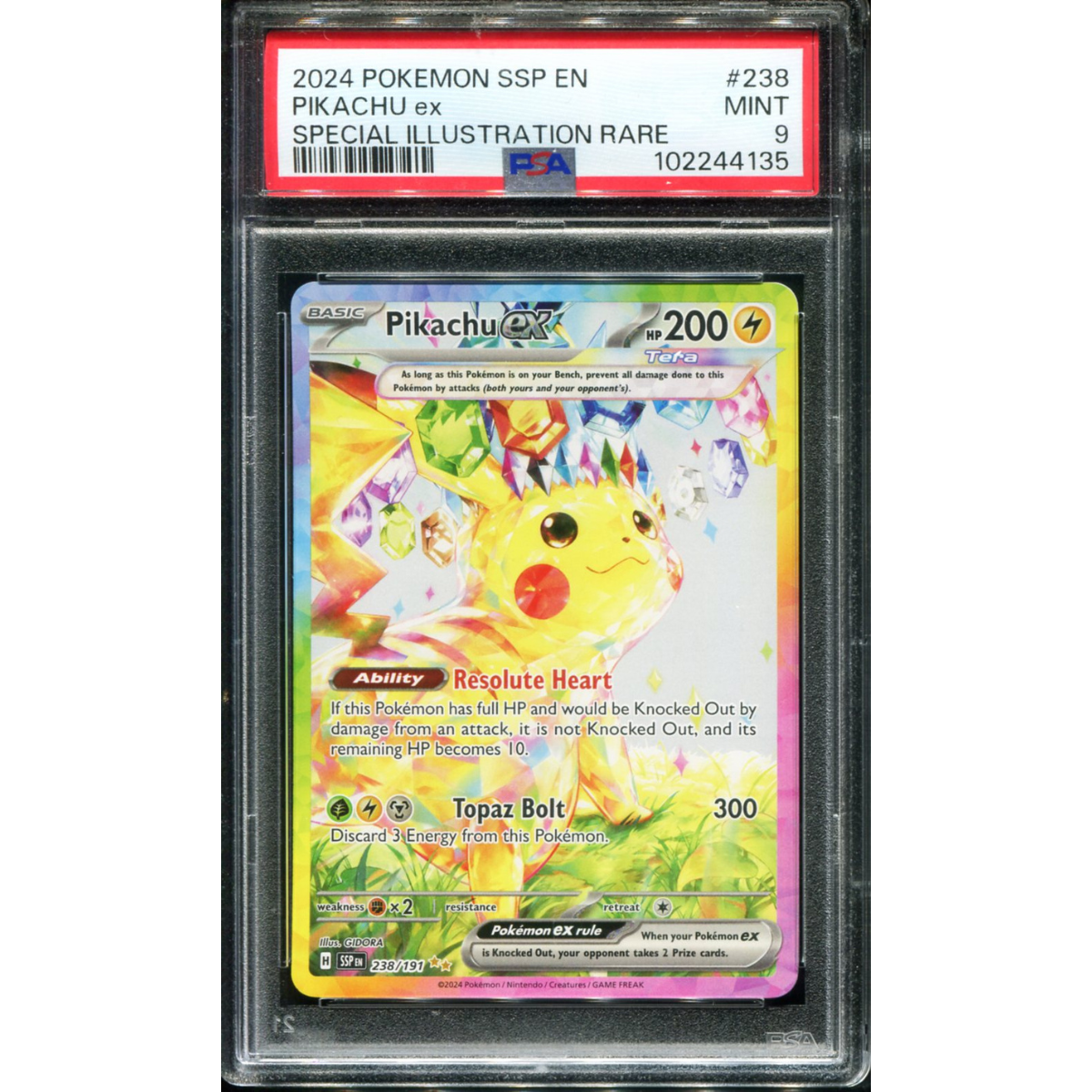 POKEMON TCG - PIKACHU EX 238/191 POKEMON PSA 9 SURGING SPARKS SPECIAL ILLUSTRATION RARE