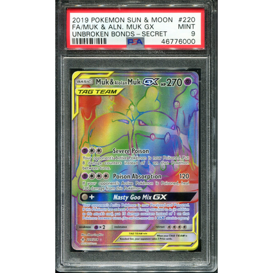 POKEMON TCG - MUK & ALOLAN MUK 220/214 POKEMON PSA 9 UNBROKEN BONDS SECRET RARE