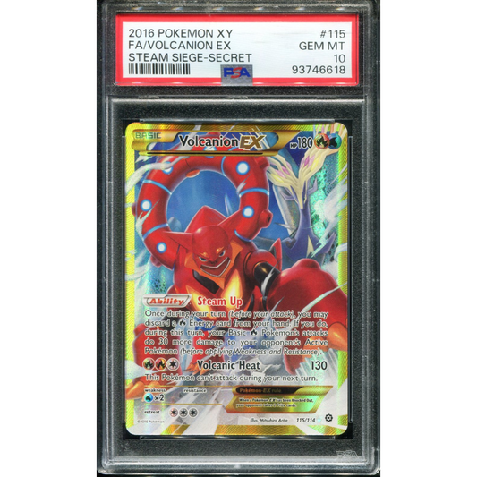 POKEMON TCG - VOLCANION EX 115/114 POKEMON PSA 10 STEAM SIEGE SECRET RARE