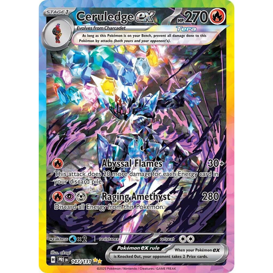 POKEMON TCG - CERULEDGE EX 147/131 PRISMATIC EVOLUTIONS SPECIAL ILLUSTRATION RARE