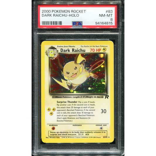 POKEMON TCG - DARK RAICHU 83/82 POKEMON PSA 8 TEAM ROCKET HOLO RARE