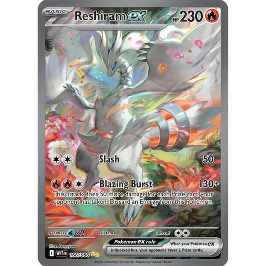 POKEMON TCG - RESHIRAM EX 166/086 WHITE FLARE SPECIAL ILLUSTRATION RARE
