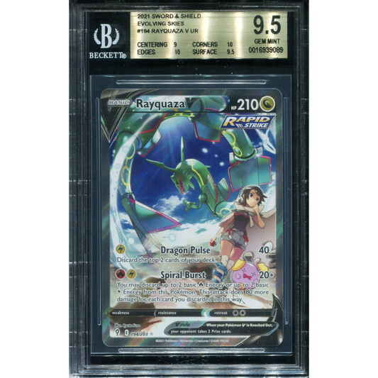 POKEMON TCG - RAYQUAZA V 194/203 POKEMON BGS 9.5 EVOLVING SKIES ALTERNATE ART