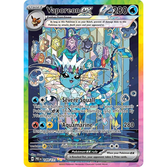 POKEMON TCG - VAPOREON EX 149/131 PRISMATIC EVOLUTIONS SPECIAL ILLUSTRATION RARE