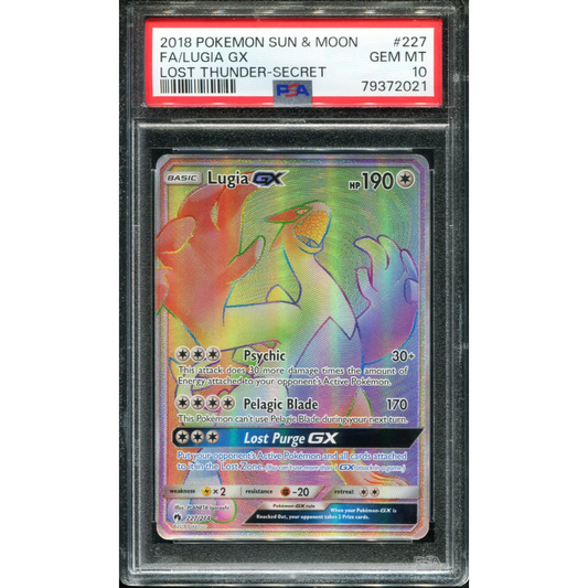 POKEMON TCG - LUGIA GX 227/214 POKEMON PSA 10 LOST THUNDER SECRET RARE