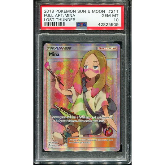 POKEMON TCG - MINA 211/214 POKEMON PSA 10 LOST THUNDER FULL ART