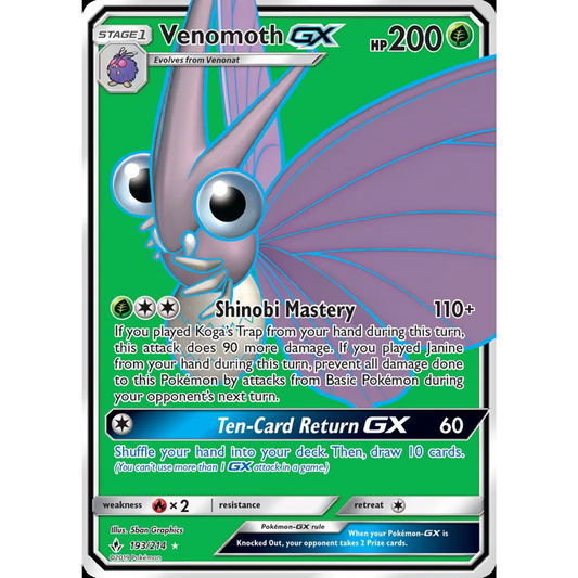 POKEMON TCG - VENOMOTH GX 193/214 UNBROKEN BONDS FULL ART