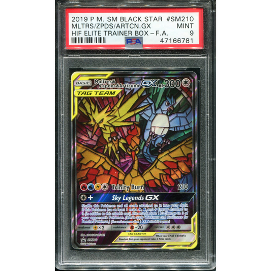 POKEMON TCG - MOLTRES & ZAPDOS & ARTICUNO GX SM210 POKEMON PSA 9 HIDDEN FATES ETB