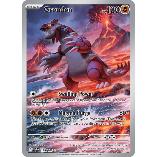 POKEMON TCG - GROUDON 199/182 PARADOX RIFT ILLUSTRATION RARE