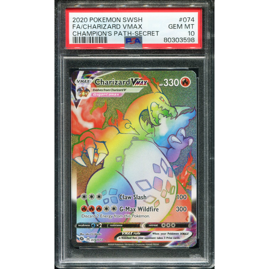 POKEMON TCG - CHARIZARD VMAX 074/073 POKEMON PSA 10 CHAMPIONS PATH SECRET RARE
