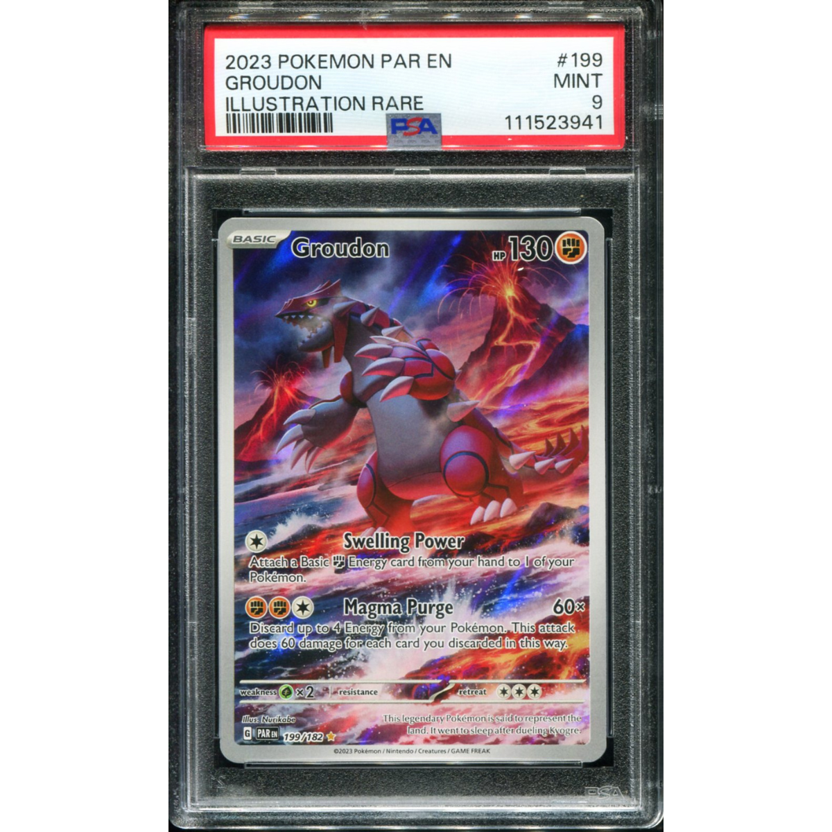 POKEMON TCG - GROUDON 199/182 PSA 9 PARADOX RIFT ILLUSTRATION RARE