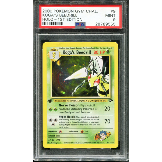 POKEMON TCG - KOGA'S BEEDRILL 9/132 POKEMON PSA 9 GYM CHALLENGE FIRST EDITION