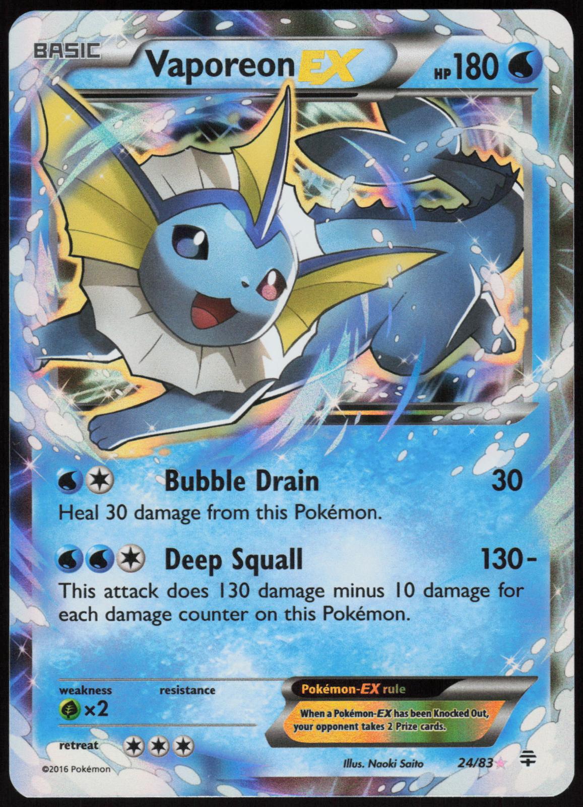 VAPOREON EX 24/83 GENERATIONS POKEMON EX RARE HOLO LP