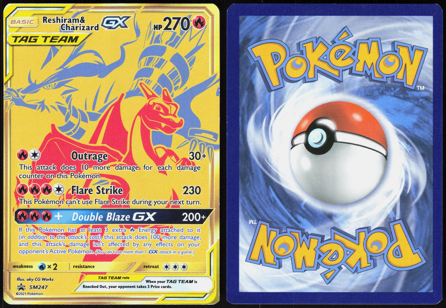 RESHIRAM & CHARIZARD GX - SM247 SUN & MOON PROMO POKEMON PROMO HOLO LP