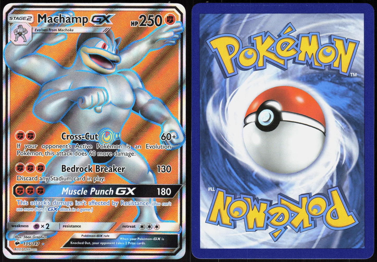 MACHAMP GX 135/147 BURNING SHADOWS POKEMON ULTRA RARE HOLO LP