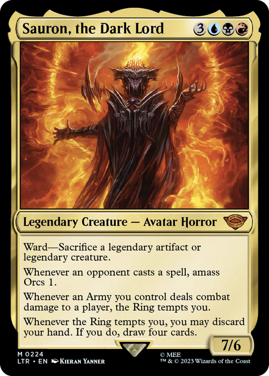 MAGIC: THE GATHERING  - Sauron, the Dark Lord (LTR-224) - The Lord of the Rings: Tales of Middle-earth Foil