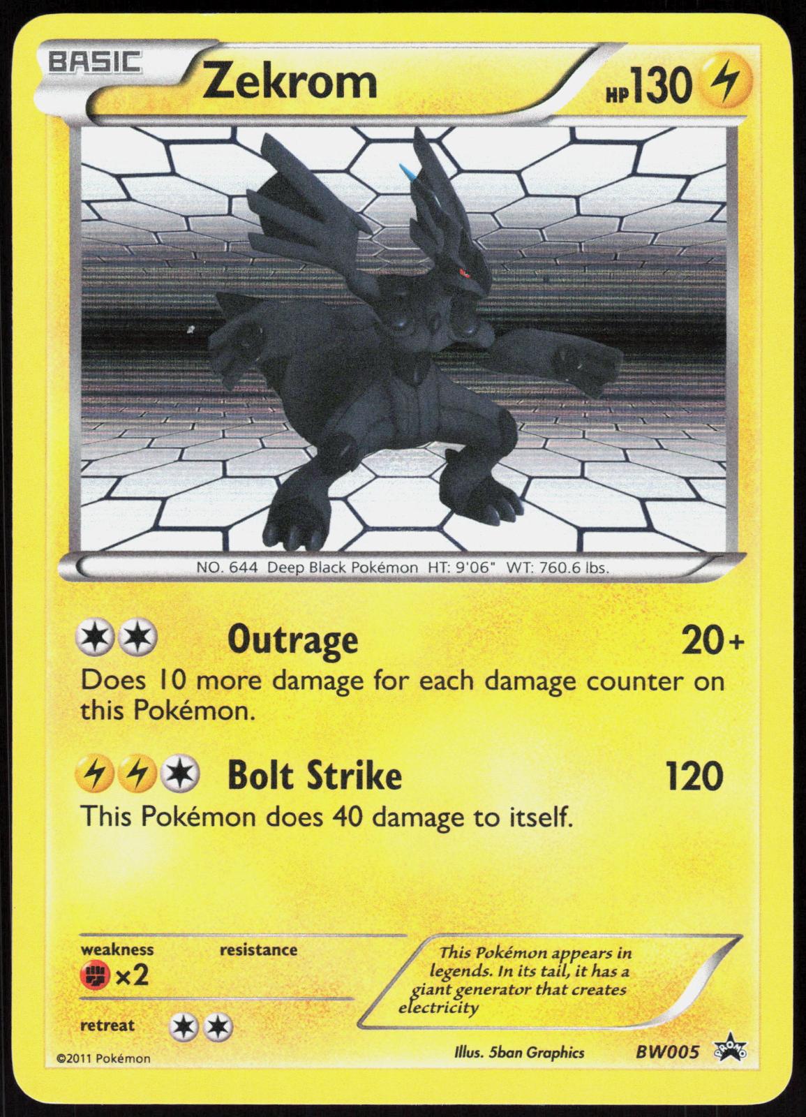 ZEKROM BW005 BLACK AND WHITE PROMO POKEMON PROMO HOLO LP