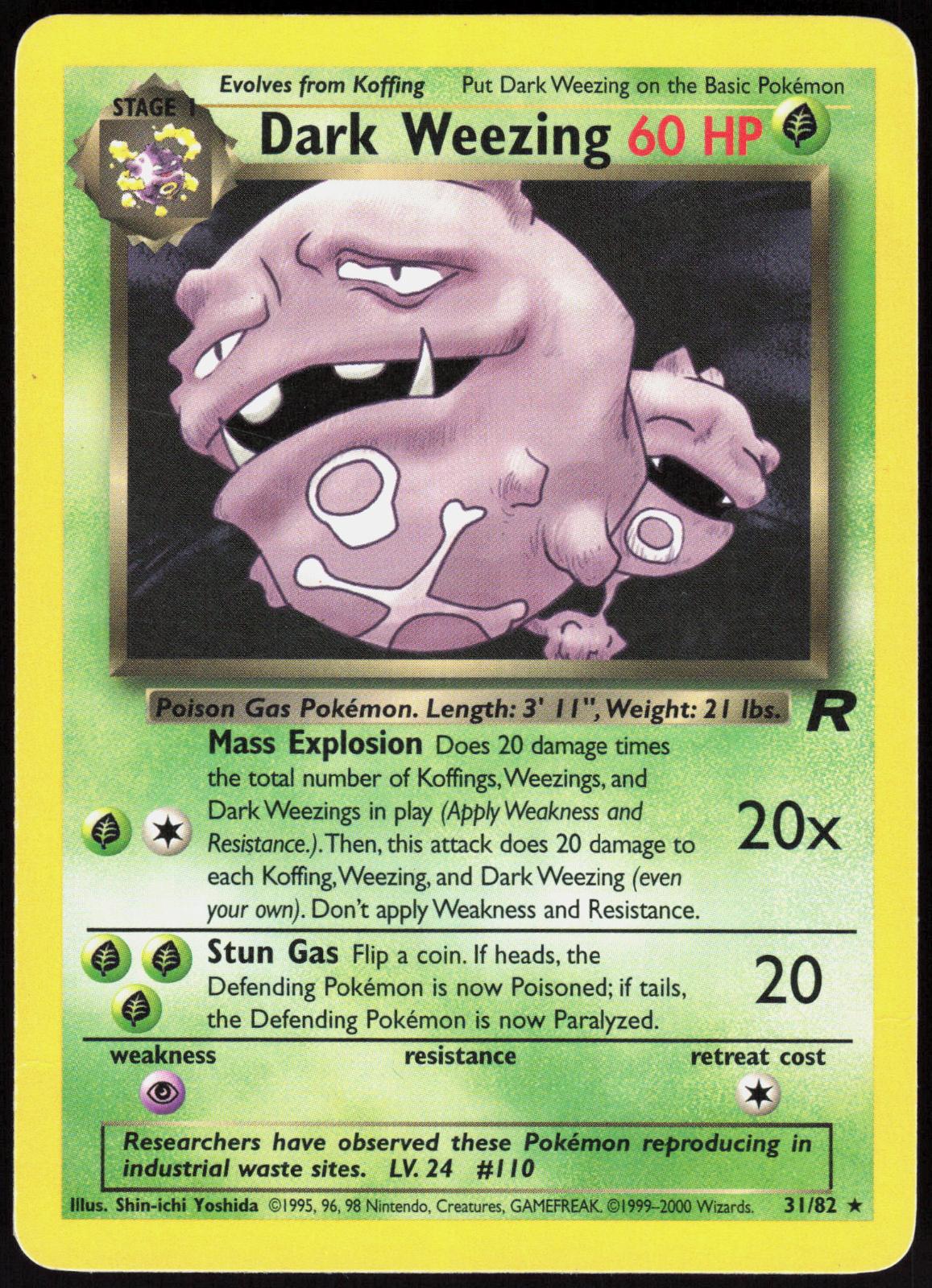 DARK WEEZING 31/82 TEAM ROCKET POKEMON RARE UNLIMITED MP
