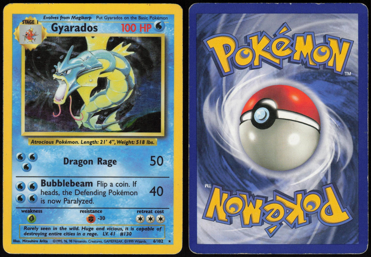 GYARADOS 6/102 BASE SET UNLIMITED POKEMON HOLO RARE HP