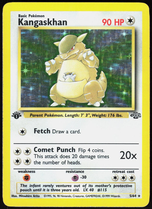 KANGASKHAN 5/64 JUNGLE POKEMON RARE 1ST EDITION HOLO LP