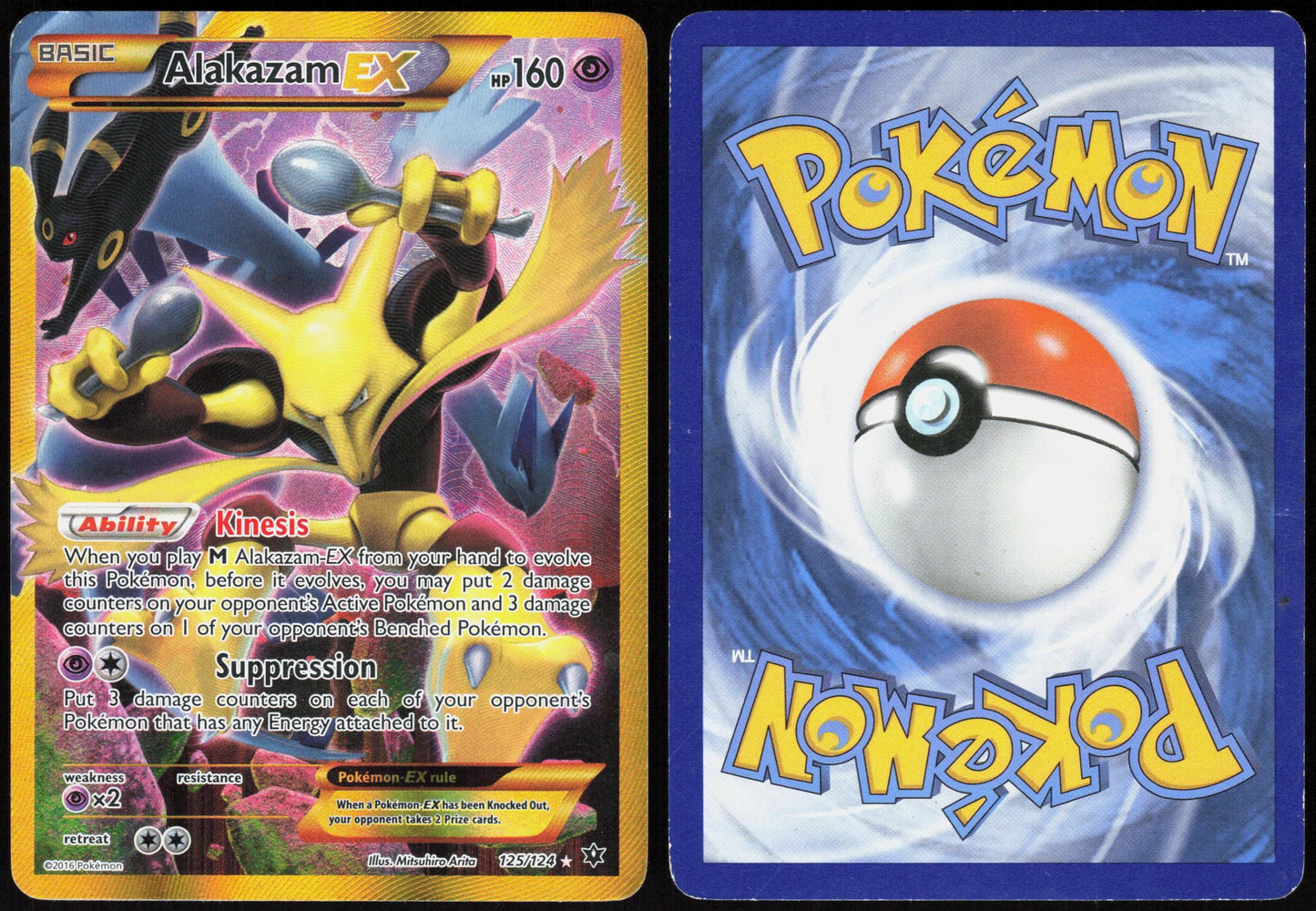 ALAKAZAM EX 125/124 FATES COLLIDE POKEMON SECRET RARE MP