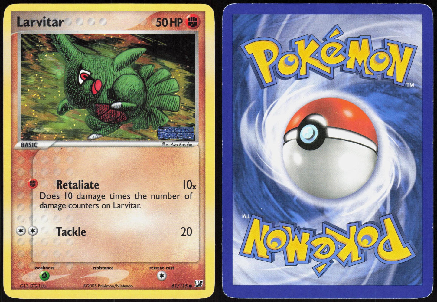 LARVITAR 61/115 UNSEEN FORCES POKEMON COMMON REVERSE HOLO MP