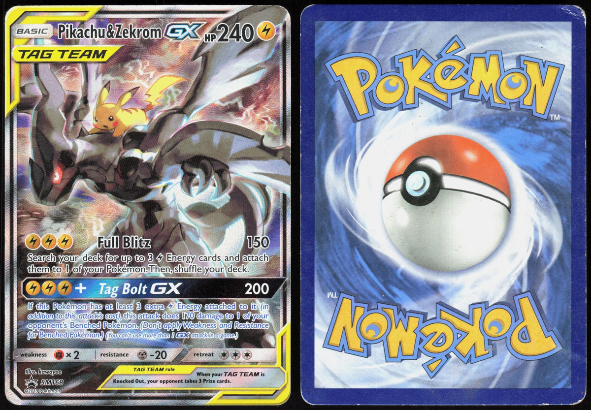 PIKACHU & ZEKROM GX SM168 SUN & MOON PROMO POKEMON PROMO HOLO LP