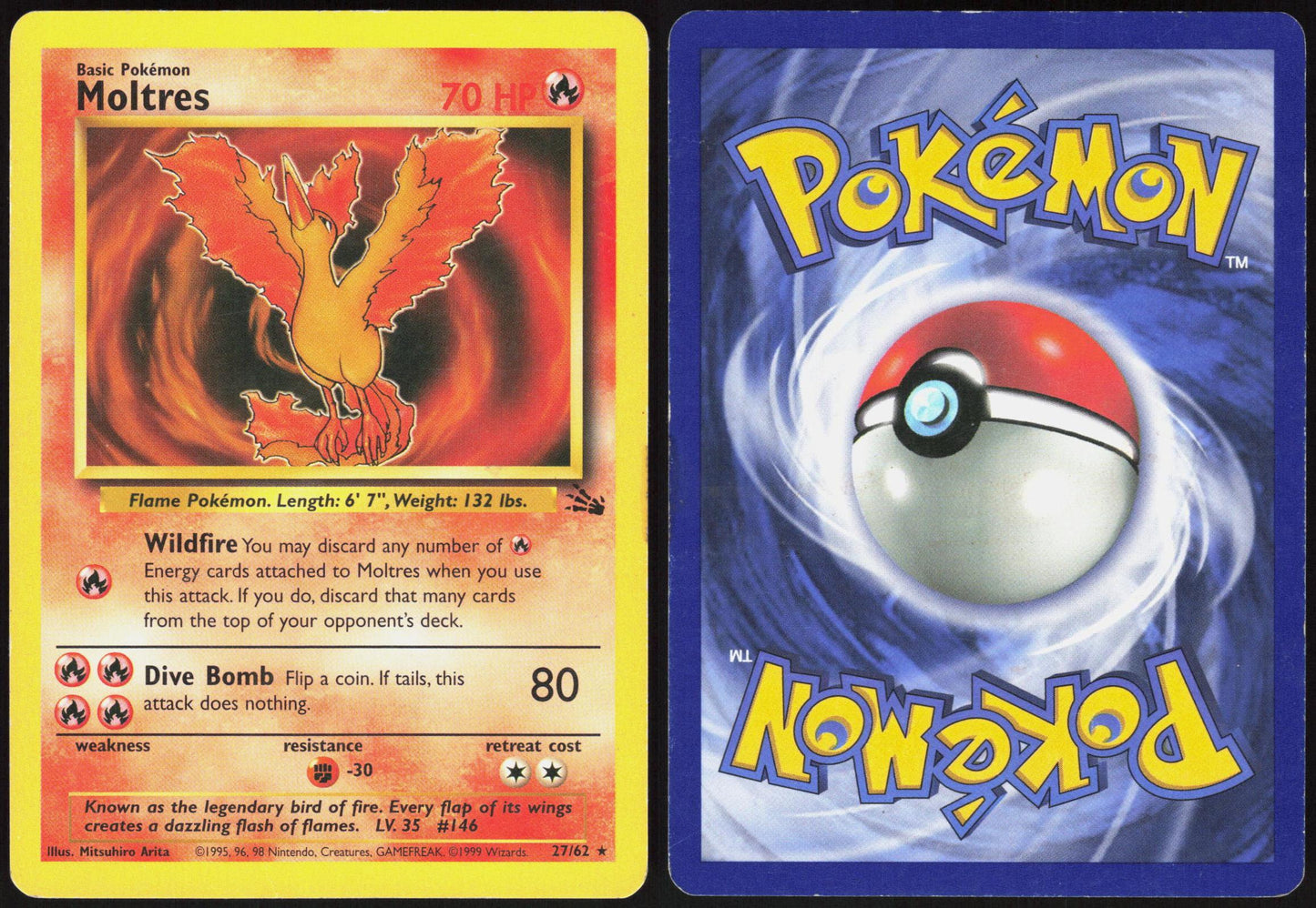 MOLTRES 27/62 FOSSIL POKEMON RARE UNLIMITED MP