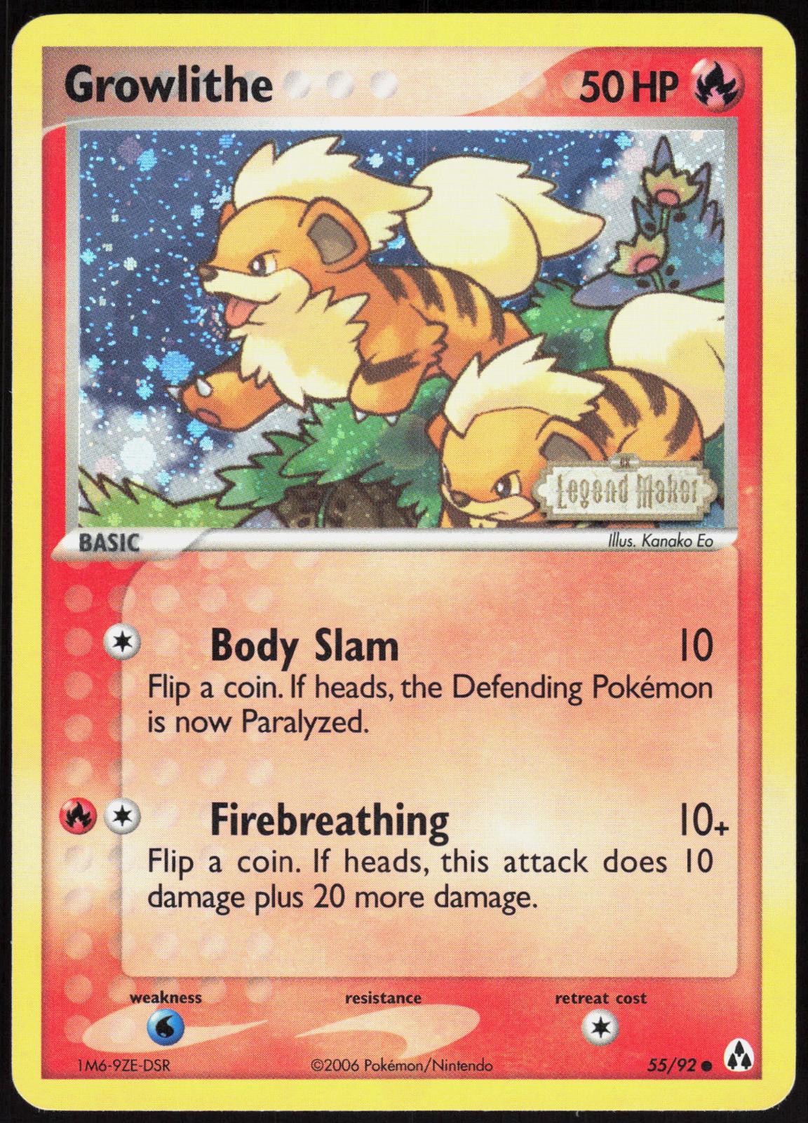 GROWLITHE 55/92 LEGEND MAKER POKEMON COMMON MP